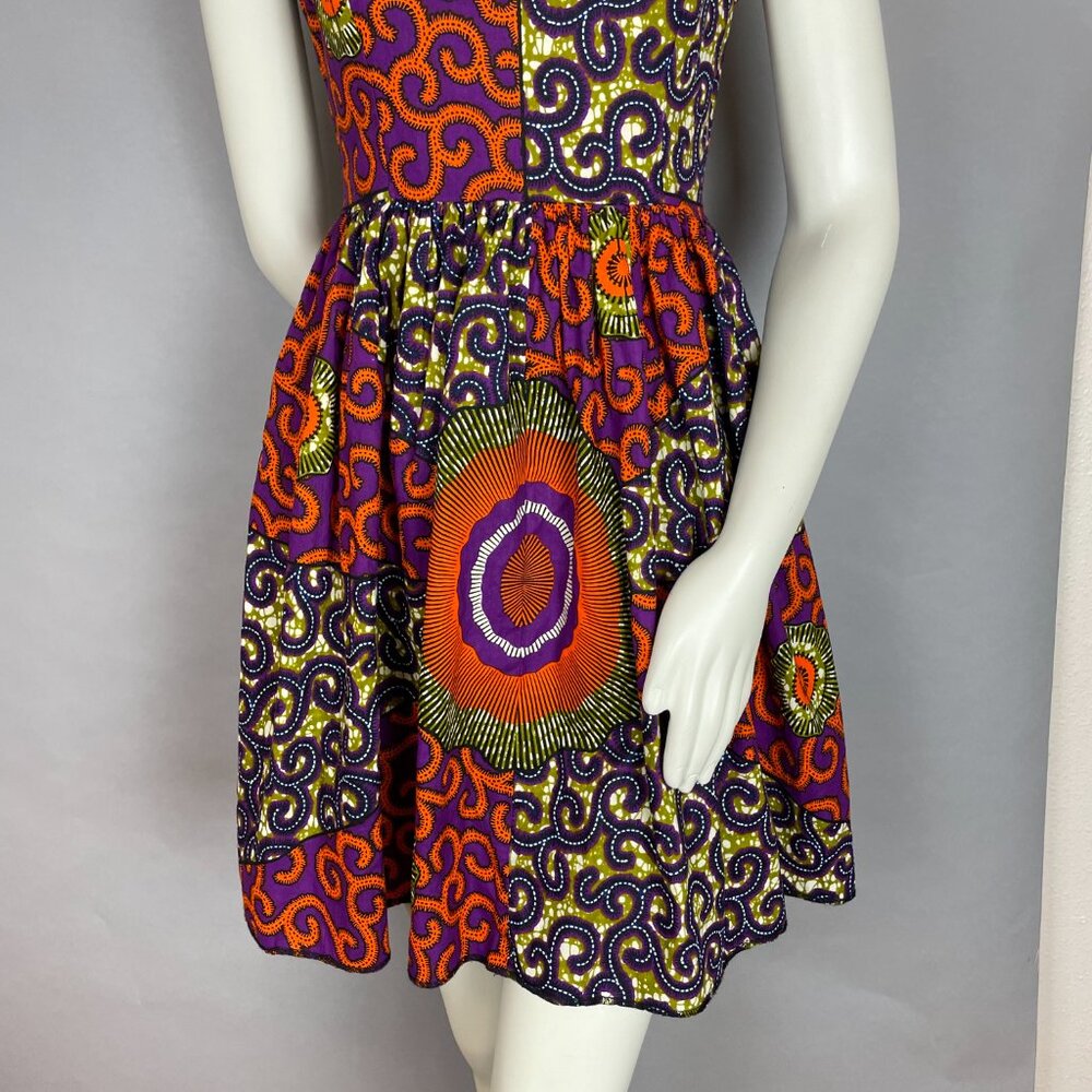 Kutula by Africana Dress Sleeveless Wax Print‎ Batik Ankara Fit and Flare - Picture 4 of 12